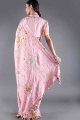 Gulaab Pink Floral Silk Saree