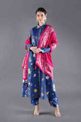 Ambar Blue Rani Pink Kurta Set