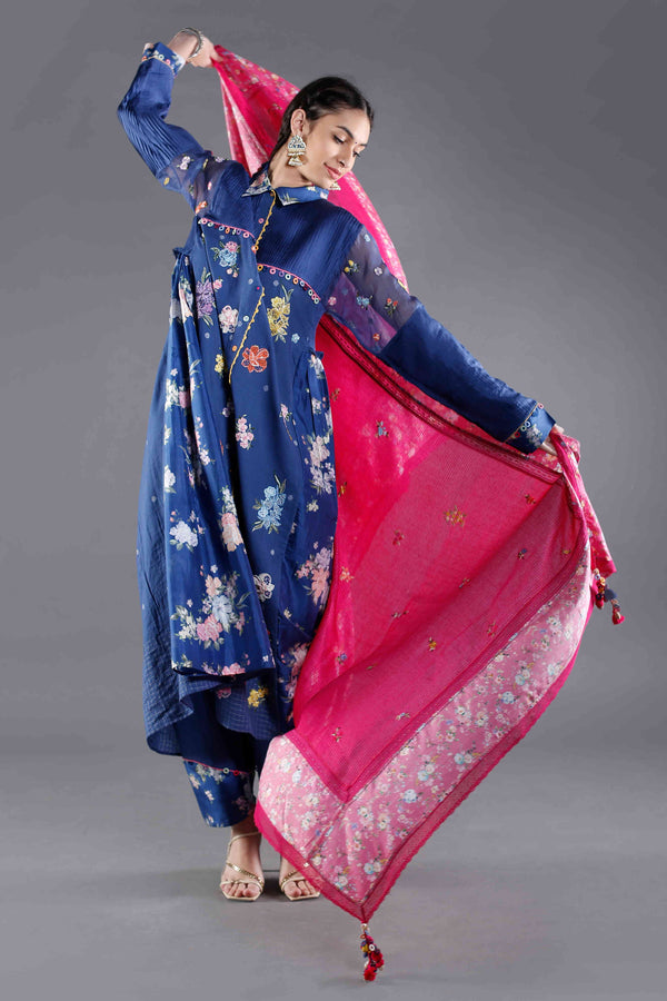 Kamal Pink Ditsy Embroidered Dupatta