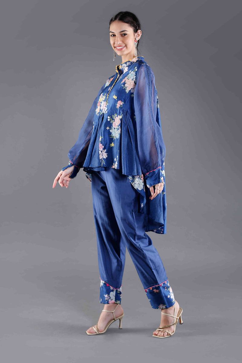 Ambar Floral High Low Shirt Set