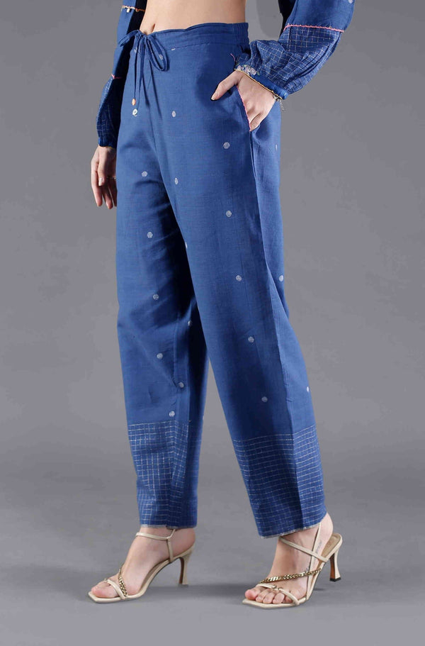 Midnight Bloom Cotton Jamdani Pants