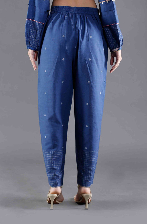 Midnight Bloom Cotton Jamdani Pants