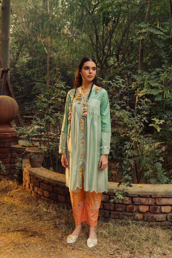 Pretty Pastel Pleated Kurta Set