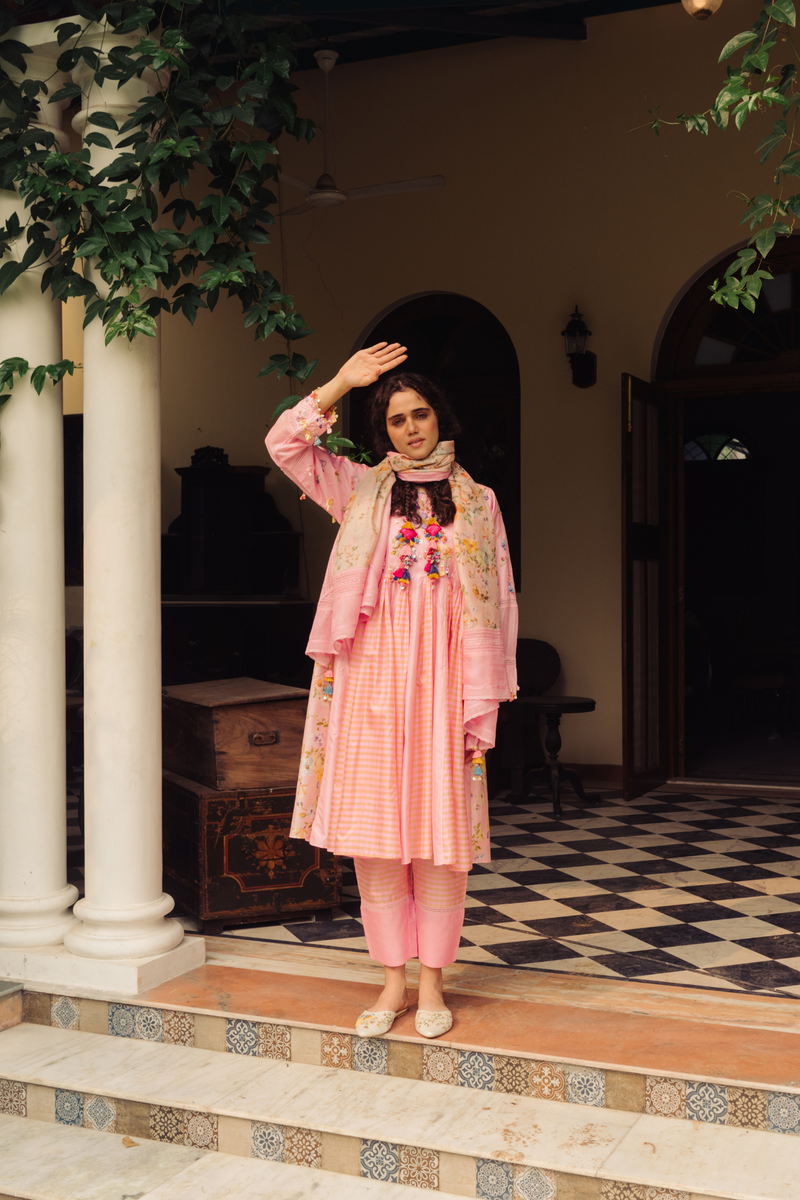 Gulaab Anarkali Silk Kurta Set