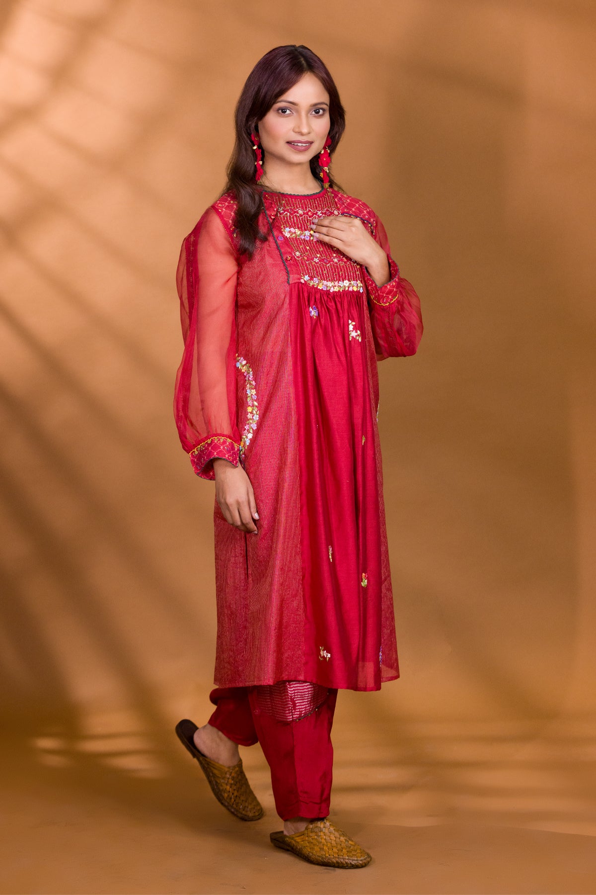 ANAAR EMBROIDERED YOKE KURTA WITH HAREM PANTS