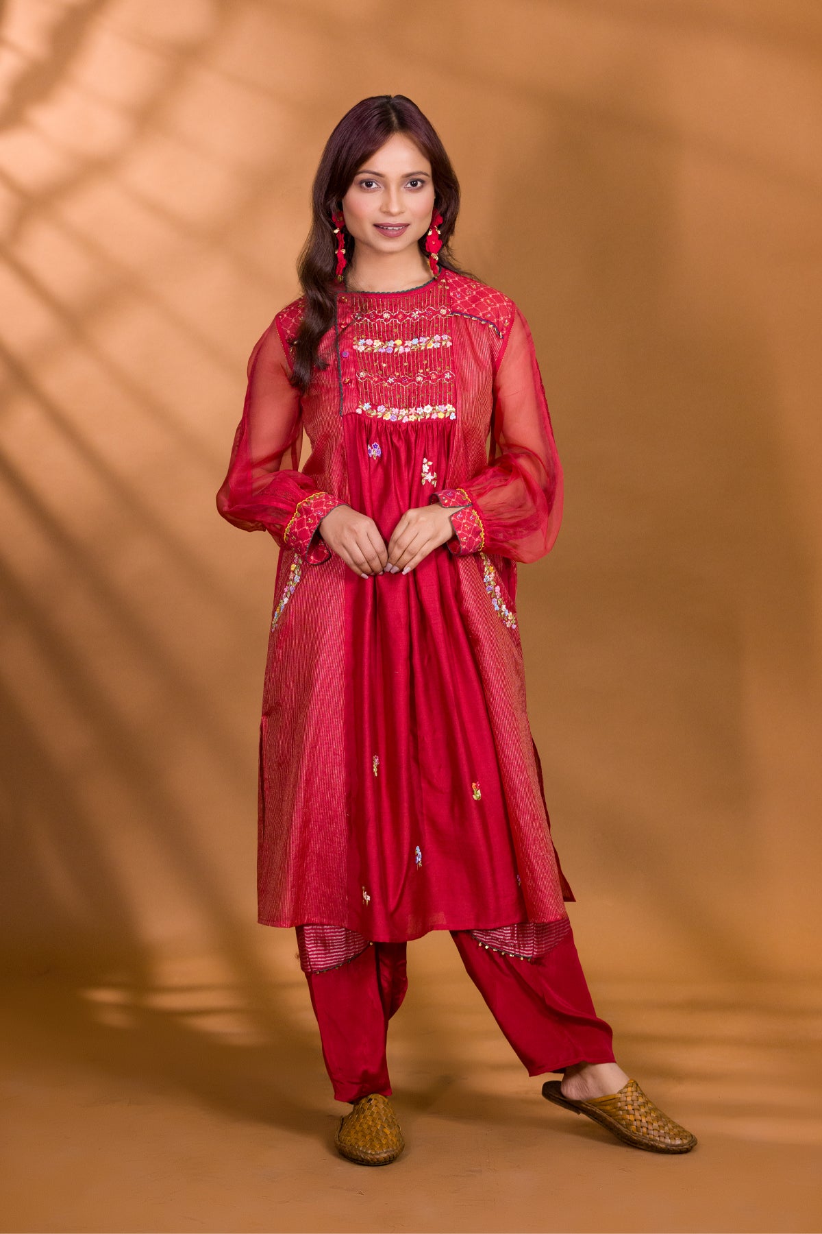 ANAAR EMBROIDERED YOKE KURTA WITH HAREM PANTS