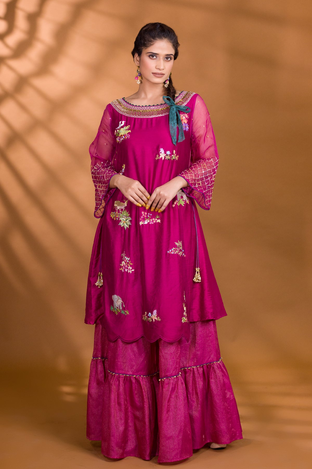 GULKAND SAFARI KURTA WITH GHARARA PANTS