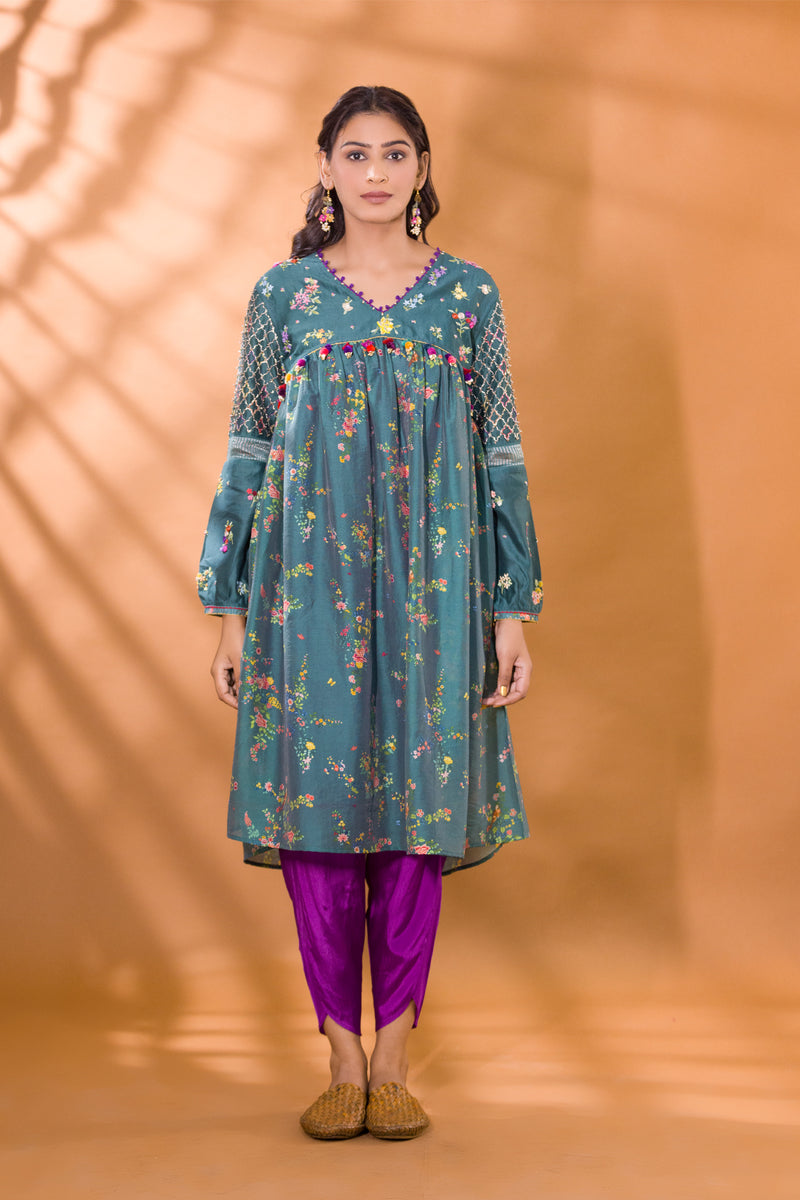 BER FLORAL KAMEEZ WITH FALSA PATIALA PANTS