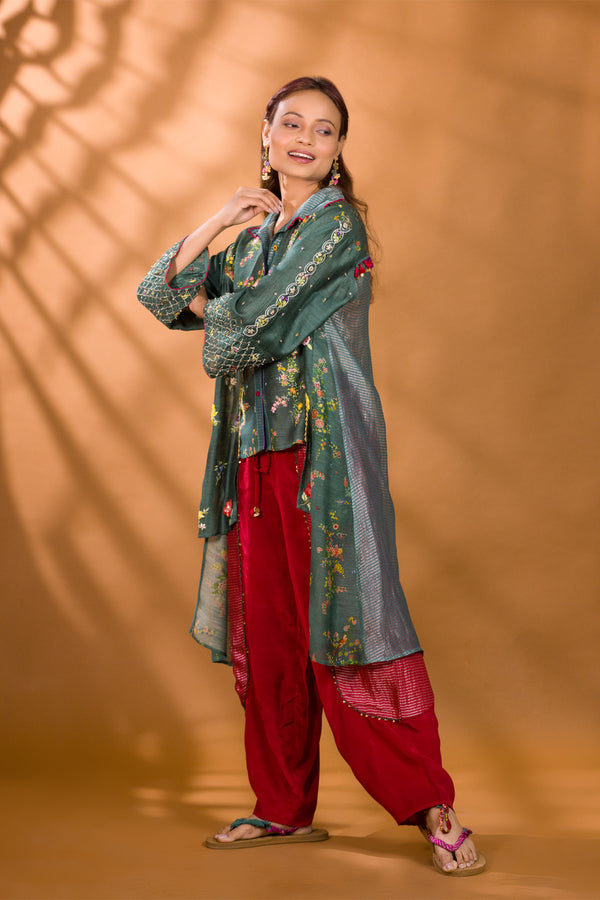 BER SILK SHIRT WITH ANAAR HAREM PANTS