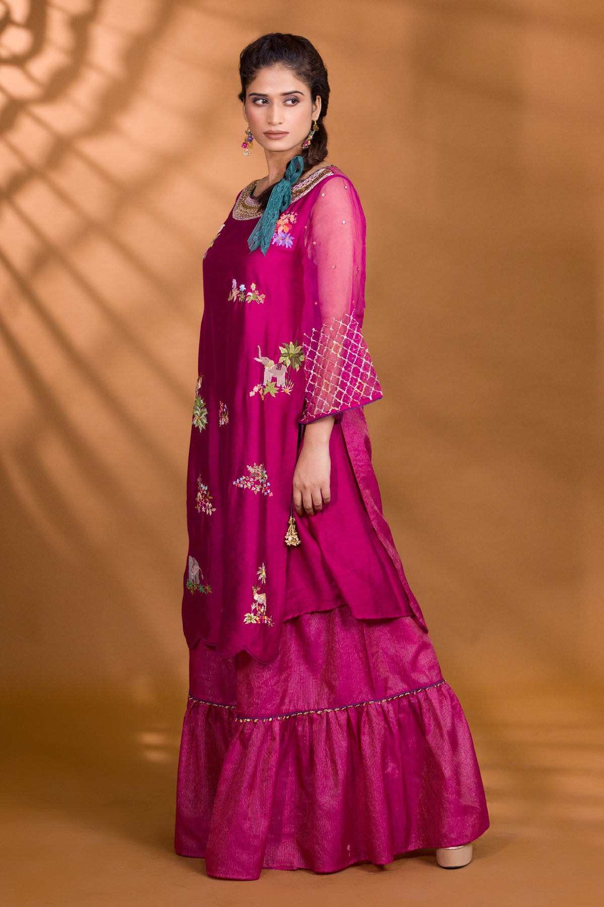 GULKAND SAFARI KURTA WITH GHARARA PANTS