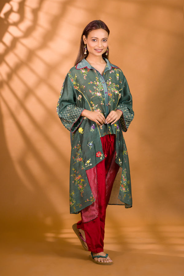 BER SILK SHIRT WITH ANAAR HAREM PANTS