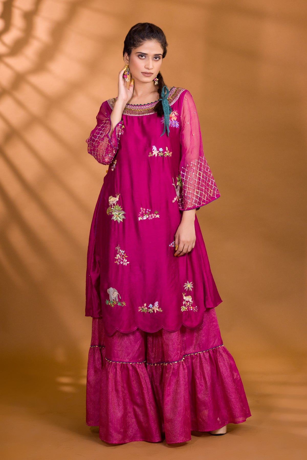GULKAND SAFARI KURTA WITH GHARARA PANTS