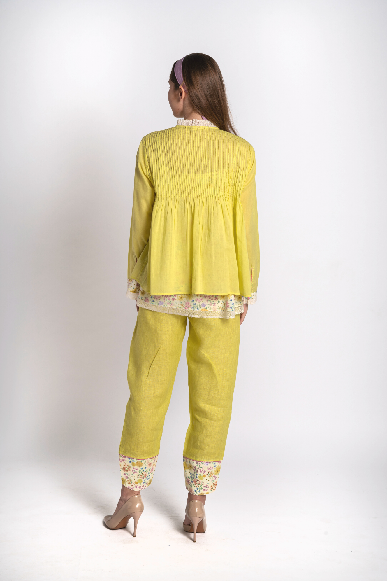 Sunehra Pleated Cotton Shirt With Linen Pants