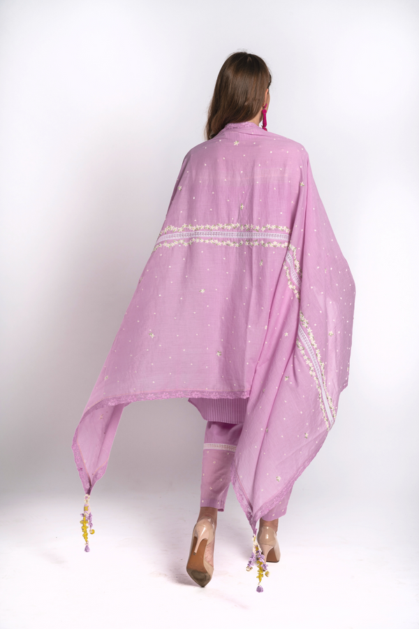 Lavender Ditsy Embroidered Dupatta