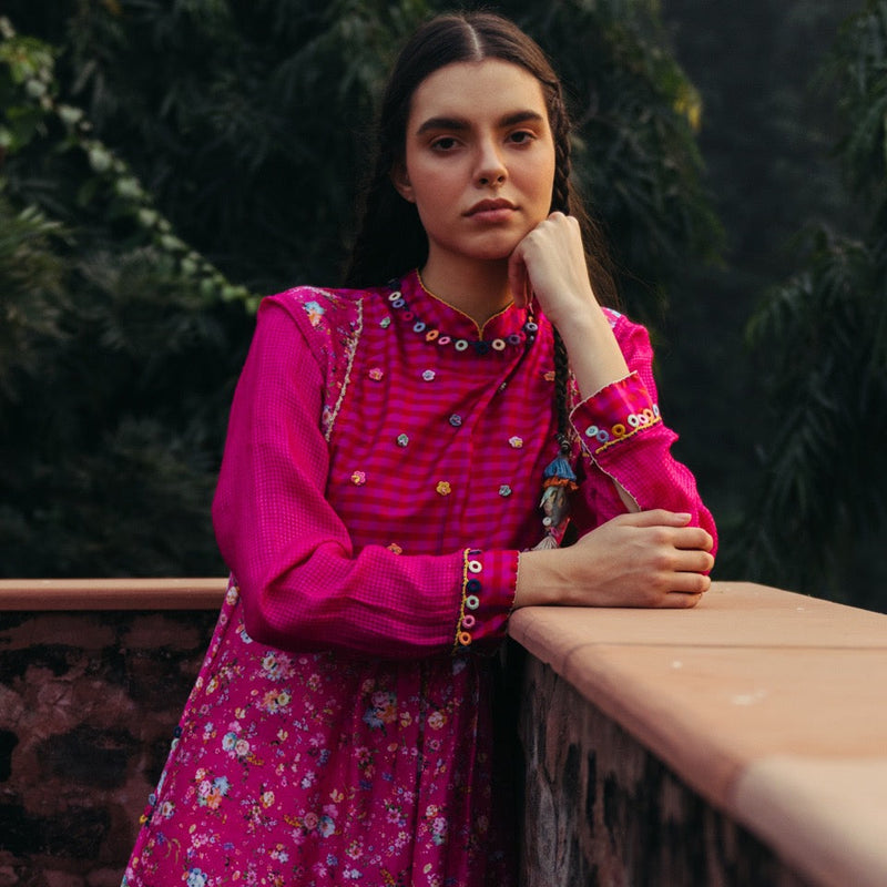 Rani Pink Floral Kurta