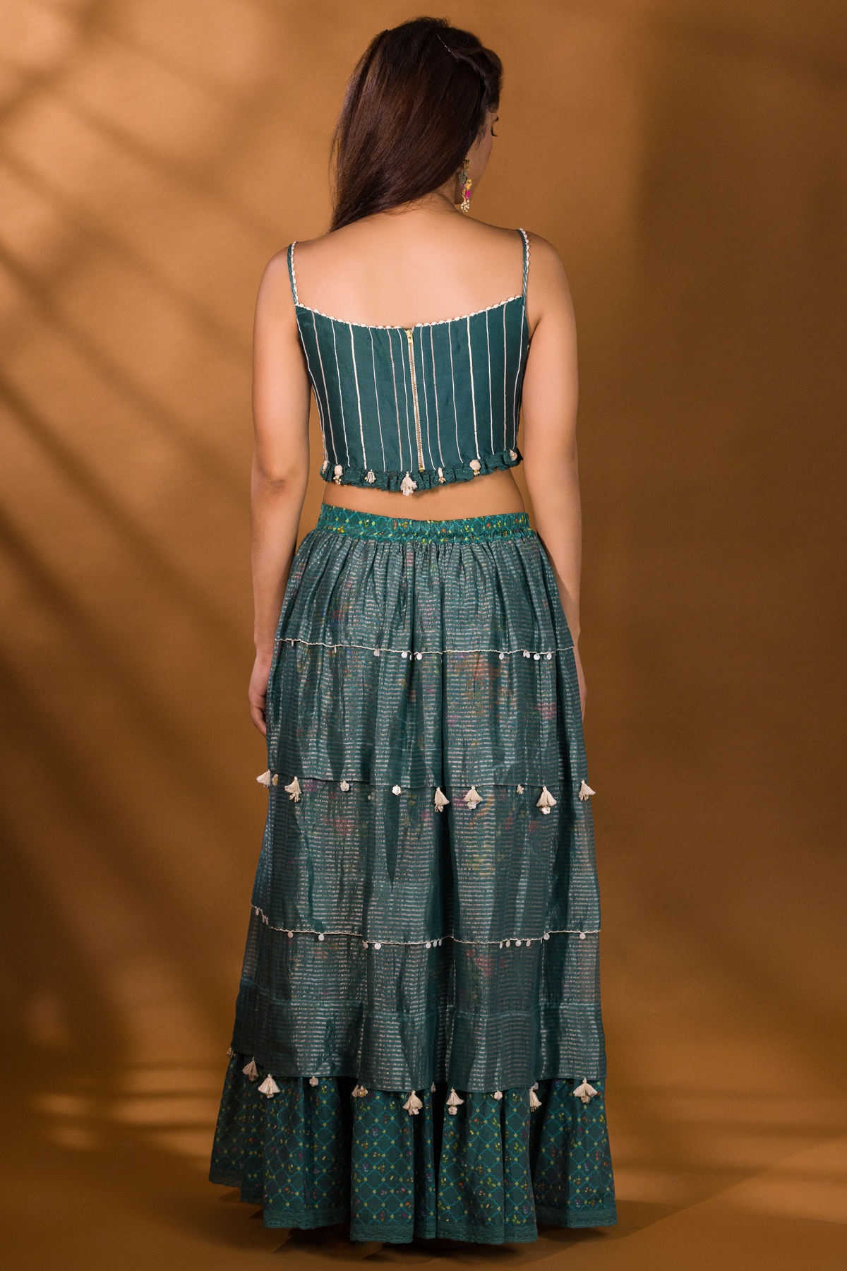 BER EMBROIDERED BLOUSE WITH PLEATED SKIRT