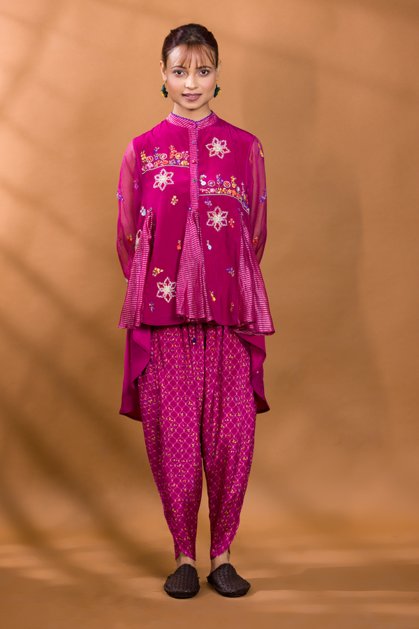 GULKAND HIGH-LOW TOP WITH PATIALA PANTS