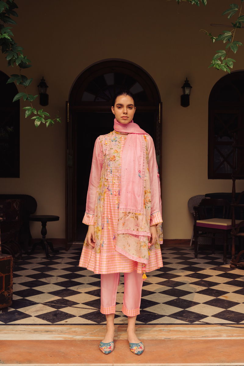 Gulaab Silk Choga Kurta Set