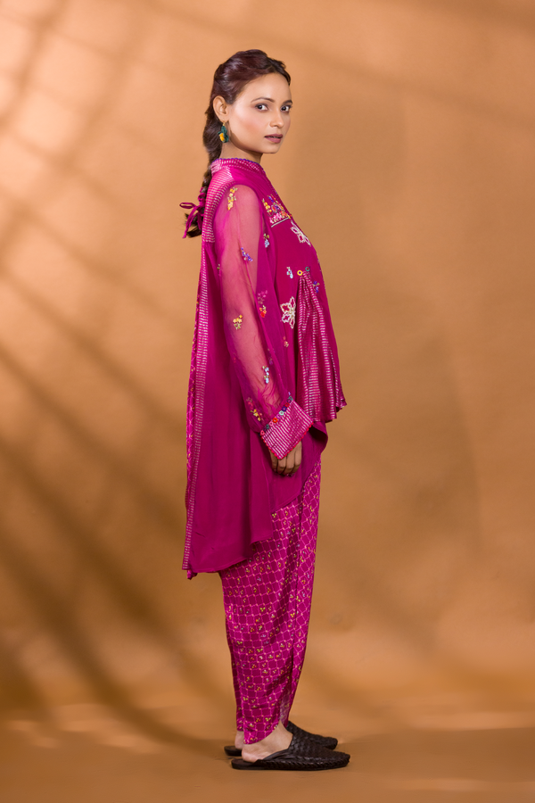 GULKAND HIGH-LOW TOP WITH PATIALA PANTS