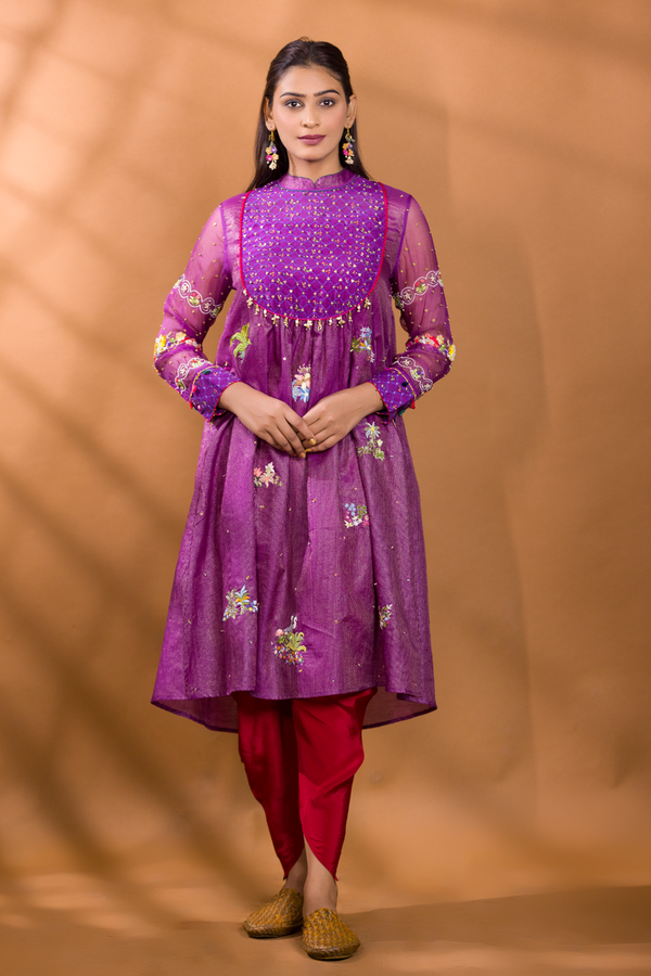 FALSA EMBROIDERED YOKE KURTA WITH ANAAR PATIALA PANTS