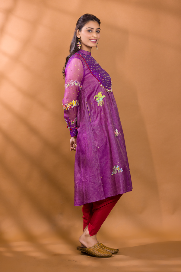 FALSA EMBROIDERED YOKE KURTA WITH ANAAR PATIALA PANTS