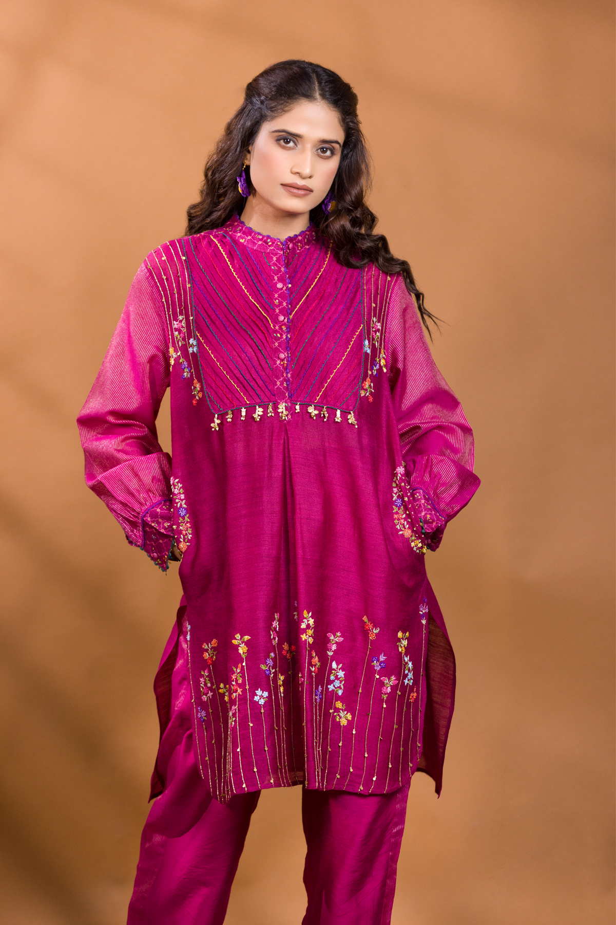 GULKAND PINTUCK KURTA WITH STRAIGHT PANTS
