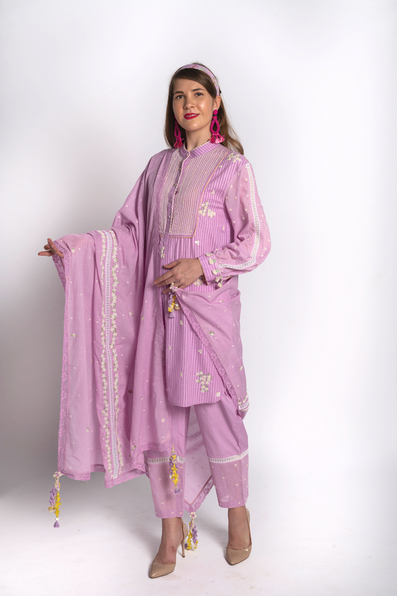 Lavender Ditsy Floral Kurta Set