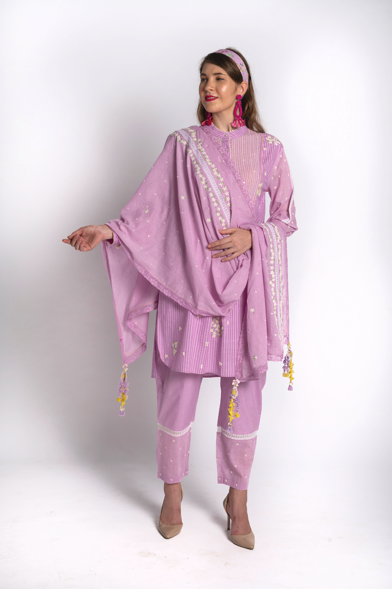 Lavender Ditsy Floral Kurta Set