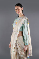 Aangan Off White Muga Silk Saree