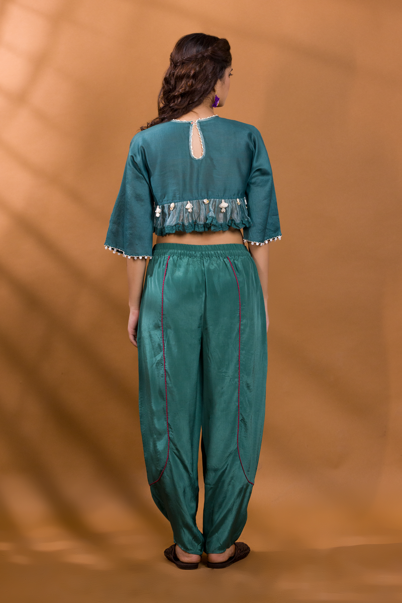 BER CROP TOP WITH HAREM PANTS