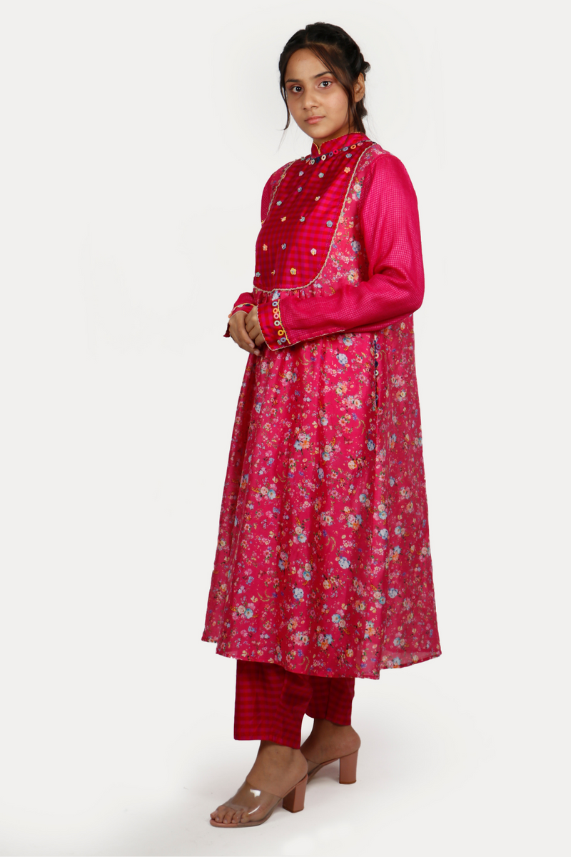 Rani Pink Floral Kurta