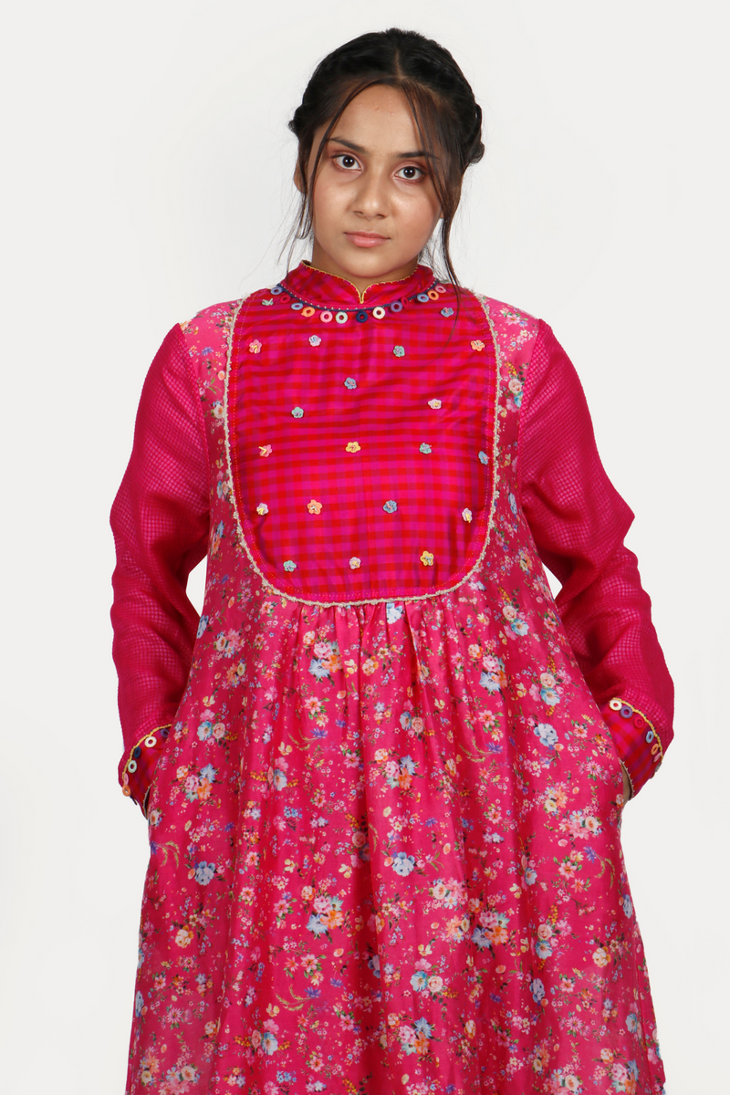 Rani Pink Floral Kurta