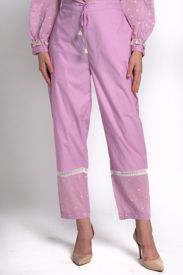 Lavender Embroidered Pants