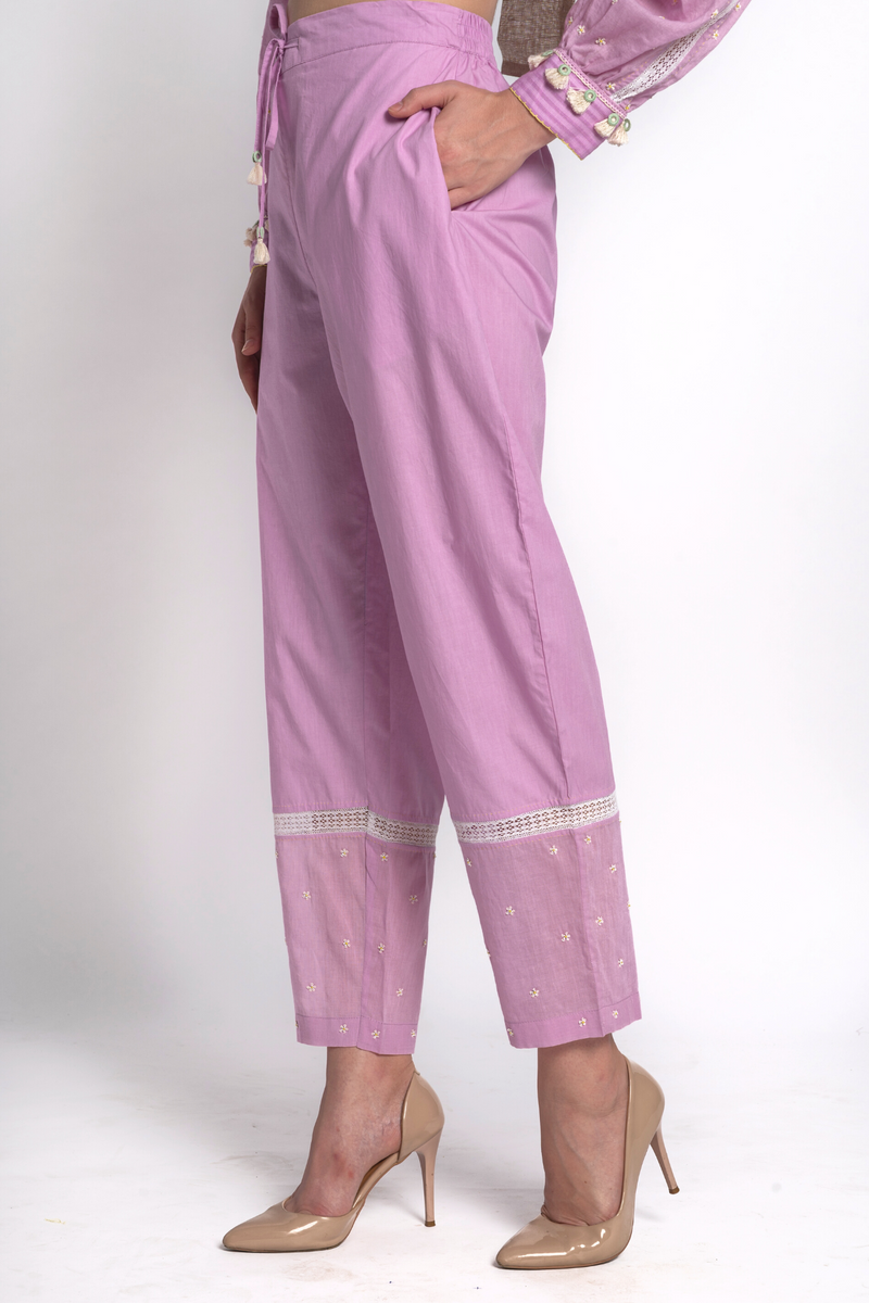 Lavender Embroidered Pants