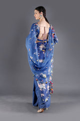 Starry Night Floral Silk Saree