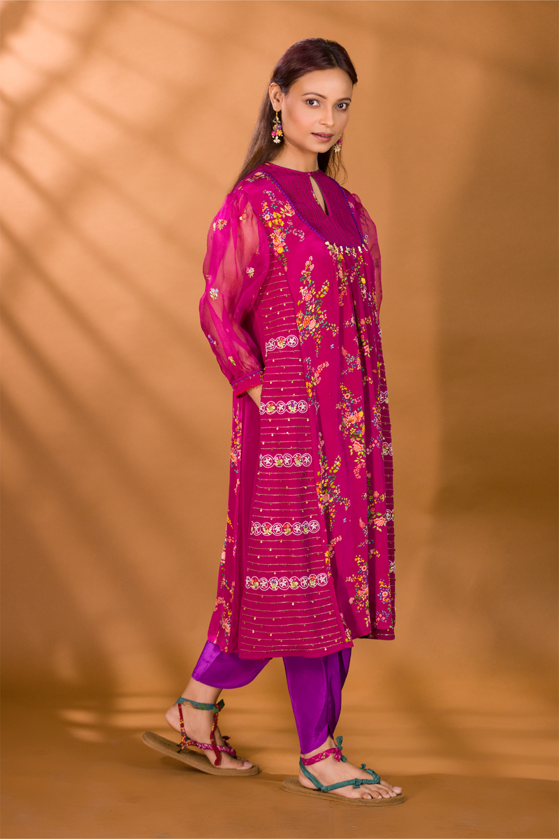 GULKAND FLORAL KURTA WITH FALSA PATIALA PANTS