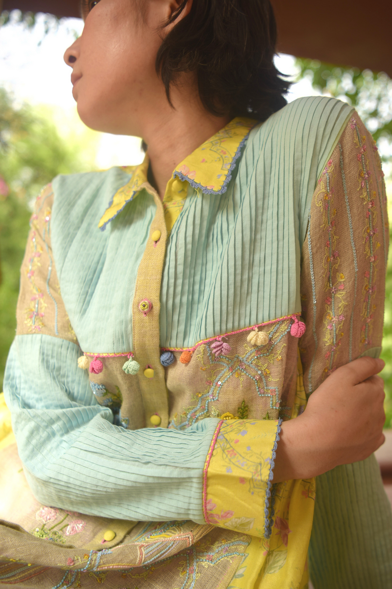 Basant Neela Floral Kurta