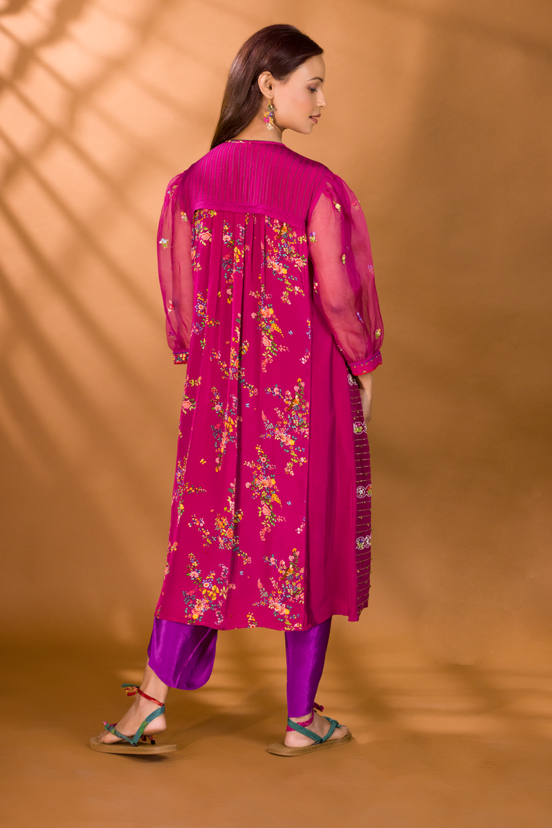 GULKAND FLORAL KURTA WITH FALSA PATIALA PANTS