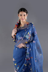 Starry Night Floral Silk Saree