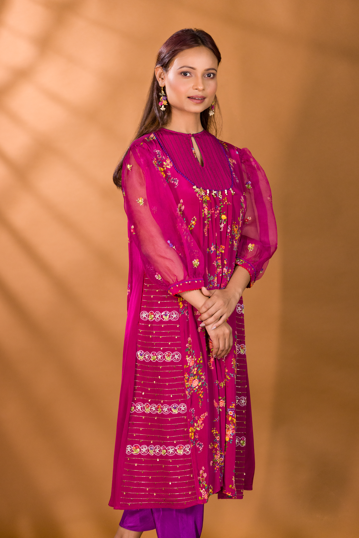 GULKAND FLORAL KURTA WITH FALSA PATIALA PANTS