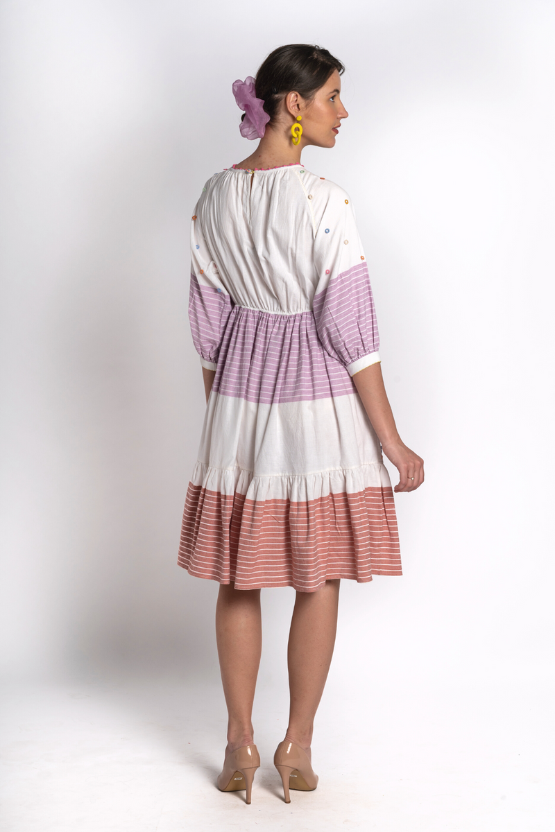 Safeedi Stripe Floral Dress