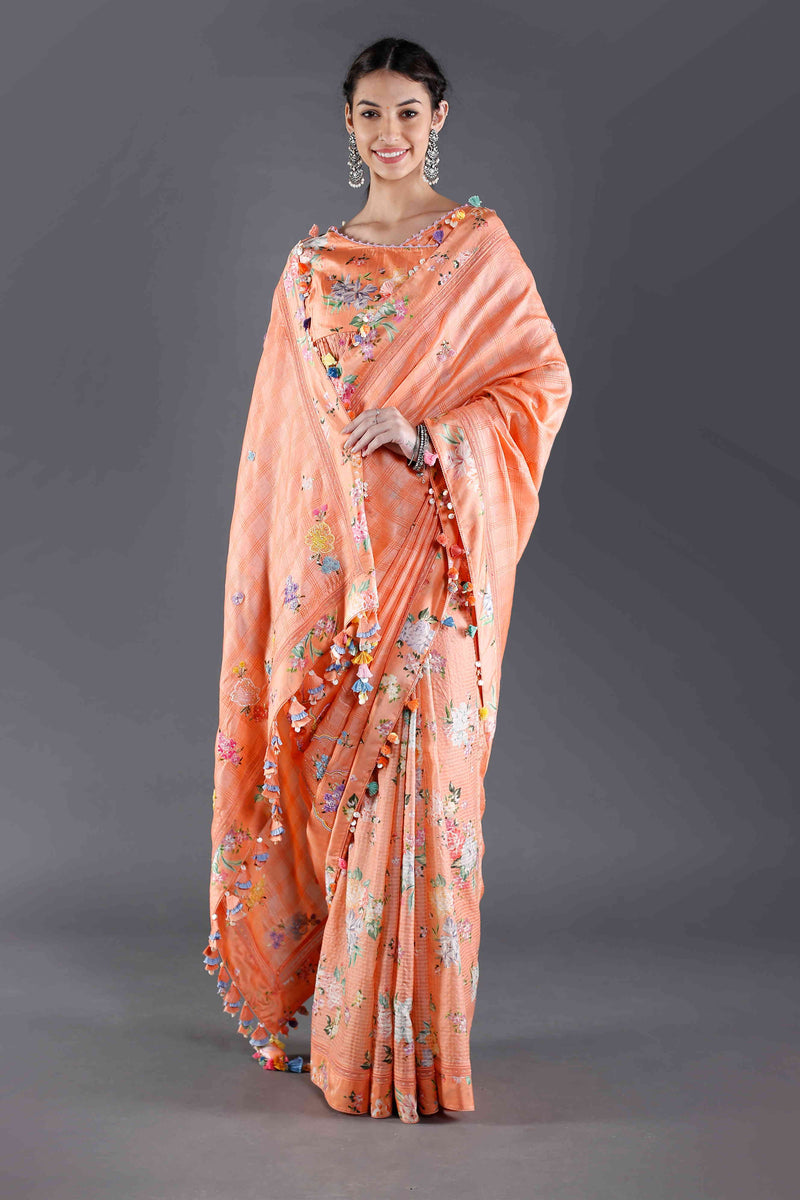 Kesar Orange Silk Saree