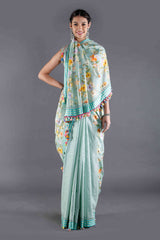 Bagaan Mint Floral Silk Saree