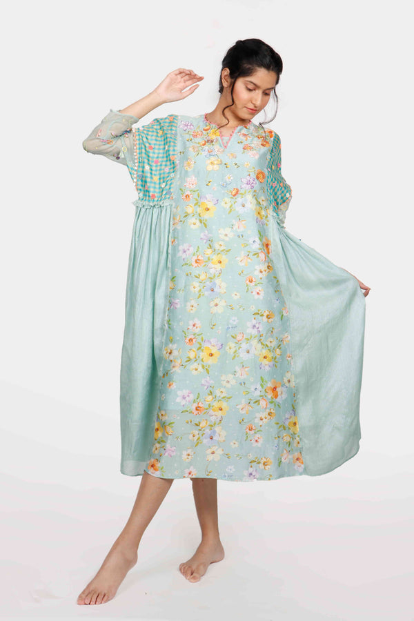 Bageecha Gathered Silk Dress