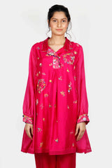 Rani Pink Embroidered Silk Kameez