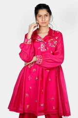 Rani Pink Embroidered Silk Kameez