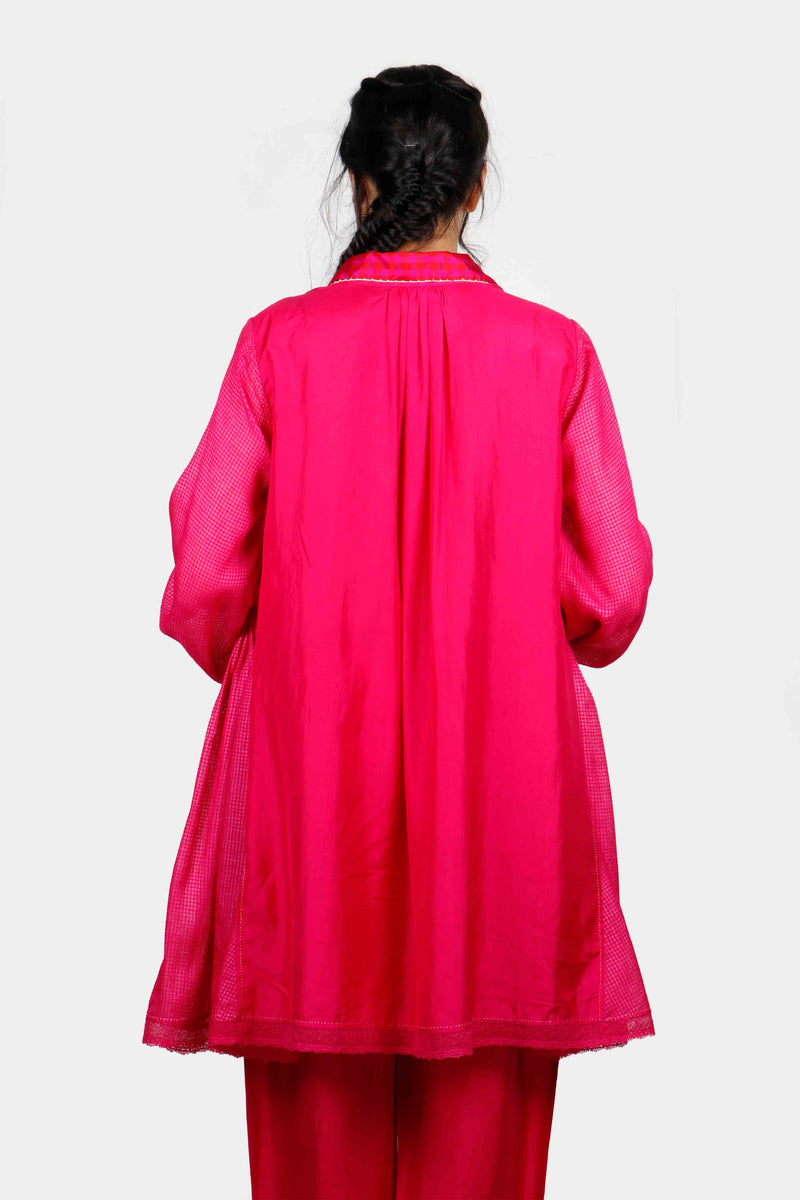 Rani Pink Embroidered Silk Kameez