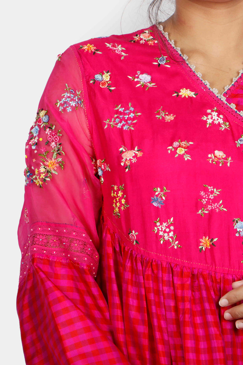 Kamal Rani Pink Angrakha Kurta