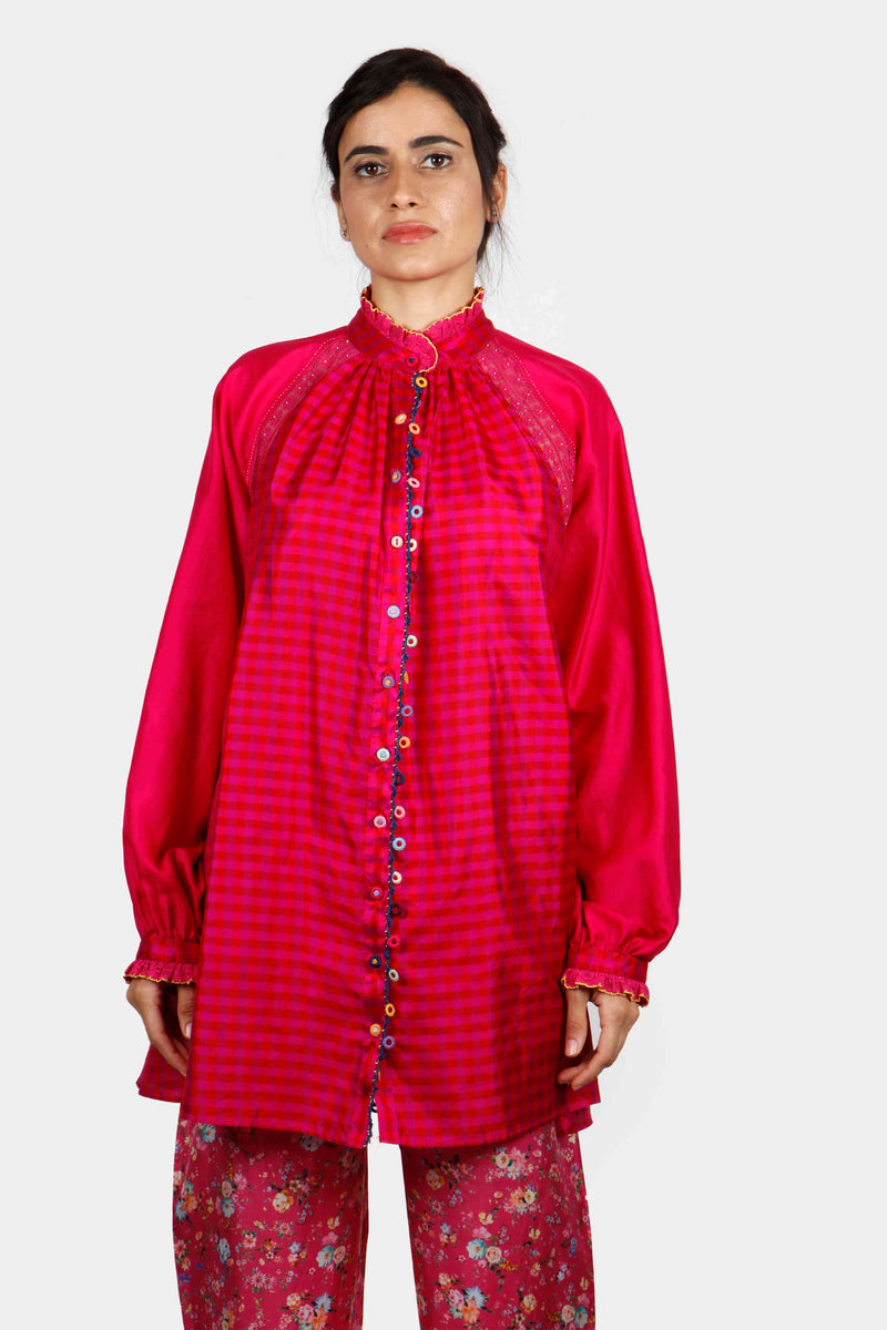 Kamal Woven Silk Checks Kameez