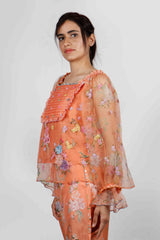 Kesar Organza Embroidered Top